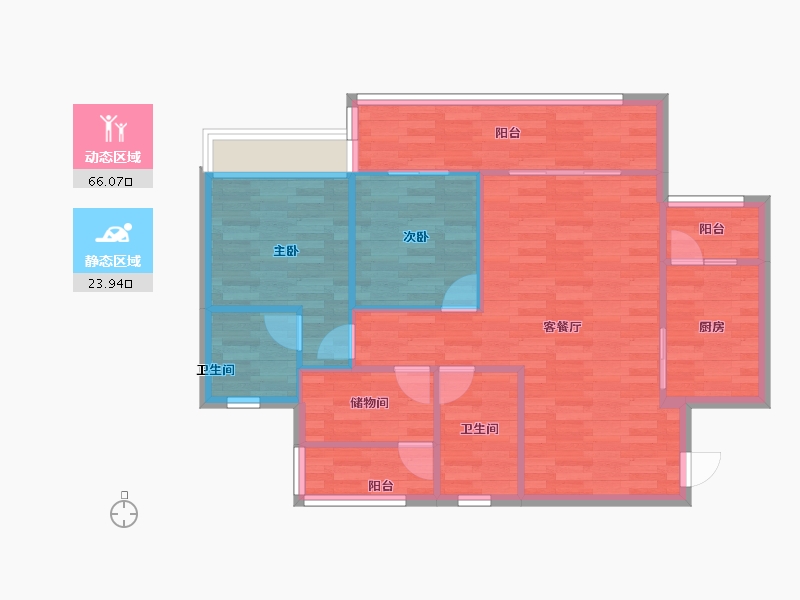 四川省-成都市-实地海棠名著20号楼102m²-81.61-户型库-动静分区