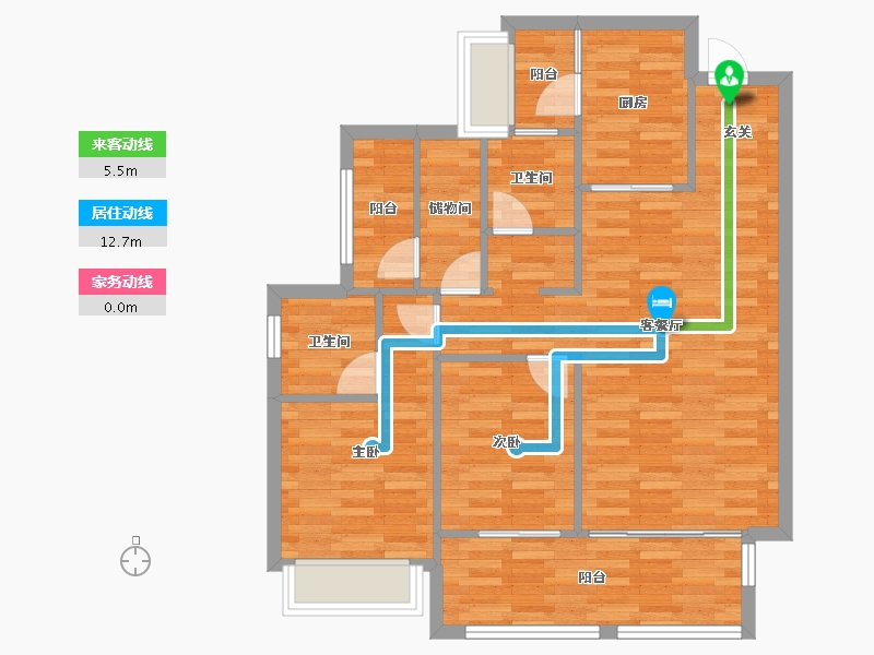 四川省-成都市-实地海棠名著19栋105m²-84.00-户型库-动静线