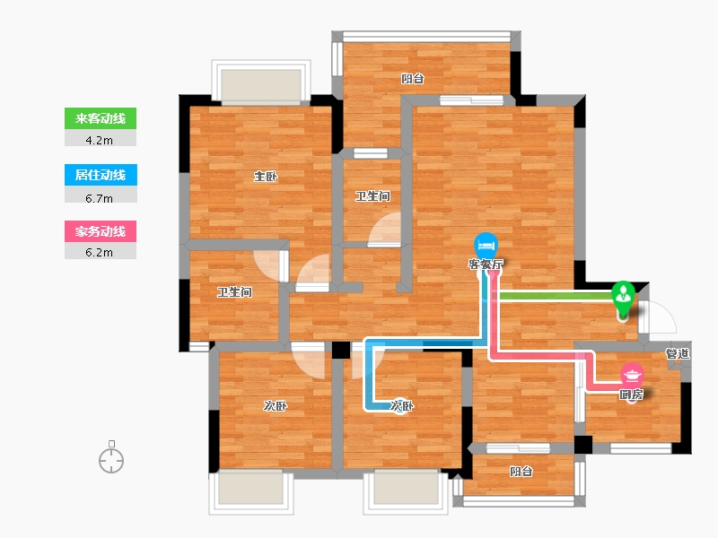 四川省-成都市-西街上院114㎡户型114m²-83.74-户型库-动静线