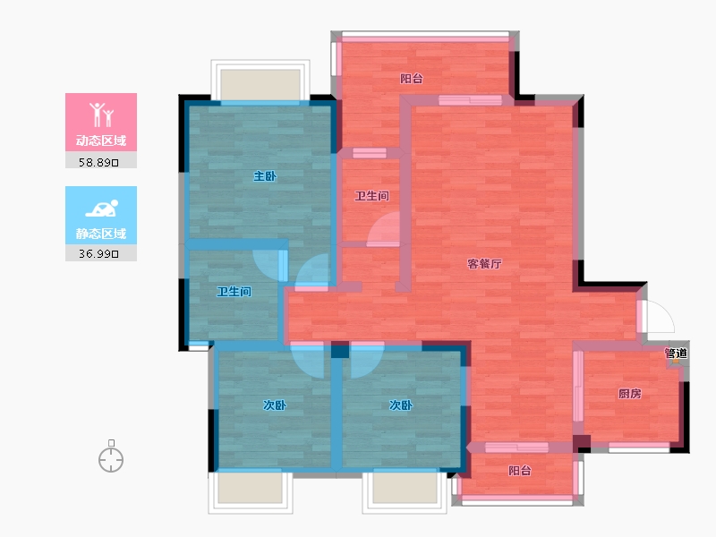 四川省-成都市-西街上院114㎡户型114m²-83.74-户型库-动静分区