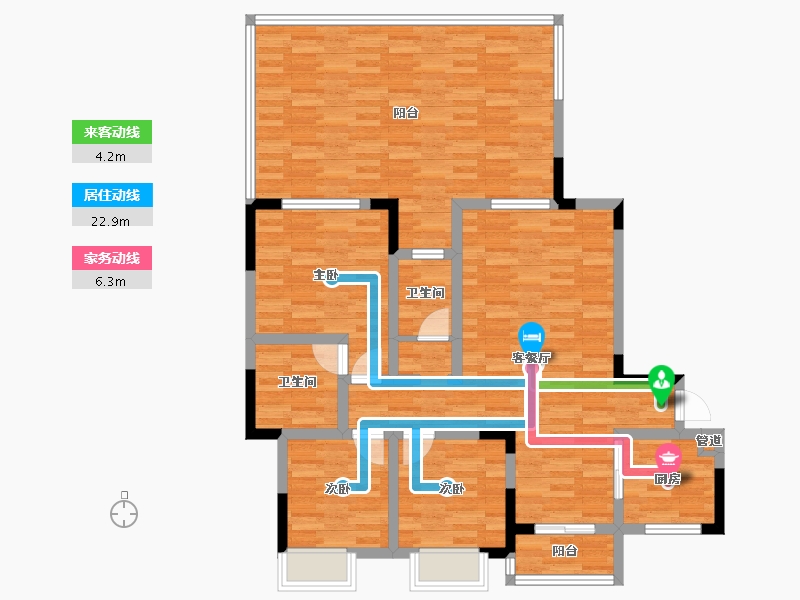 四川省-成都市-金色阳光名邸1号楼118m²-111.62-户型库-动静线