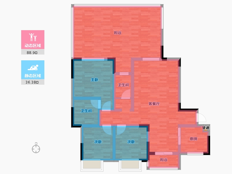 四川省-成都市-金色阳光名邸1号楼118m²-111.62-户型库-动静分区