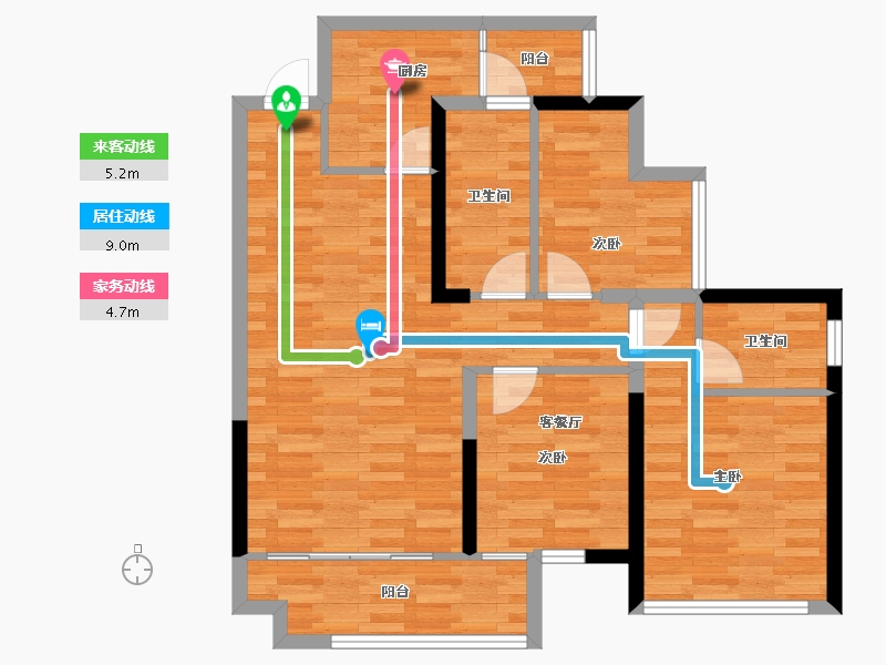 四川省-成都市-金色阳光名邸3号楼100m²-81.22-户型库-动静线