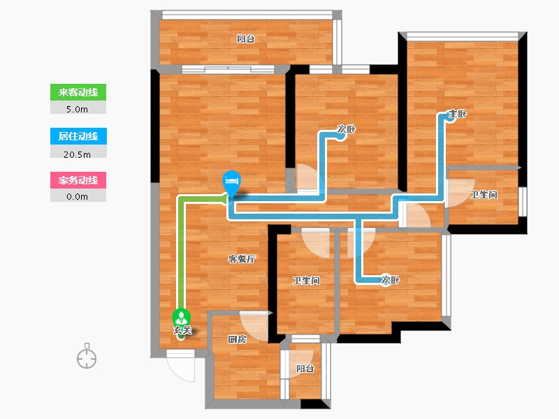 四川省-成都市-金色阳光名邸1号楼,3号楼92m²-74.92-户型库-动静线