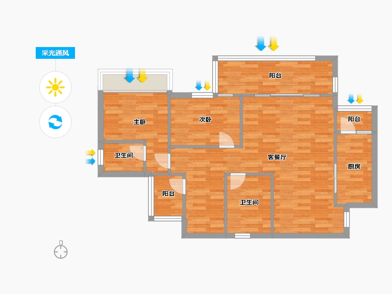 四川省-成都市-金色阳光名邸1号楼,3号楼94m²-75.00-户型库-采光通风