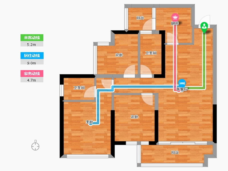 四川省-成都市-金色阳光名邸3号楼98m²-81.00-户型库-动静线