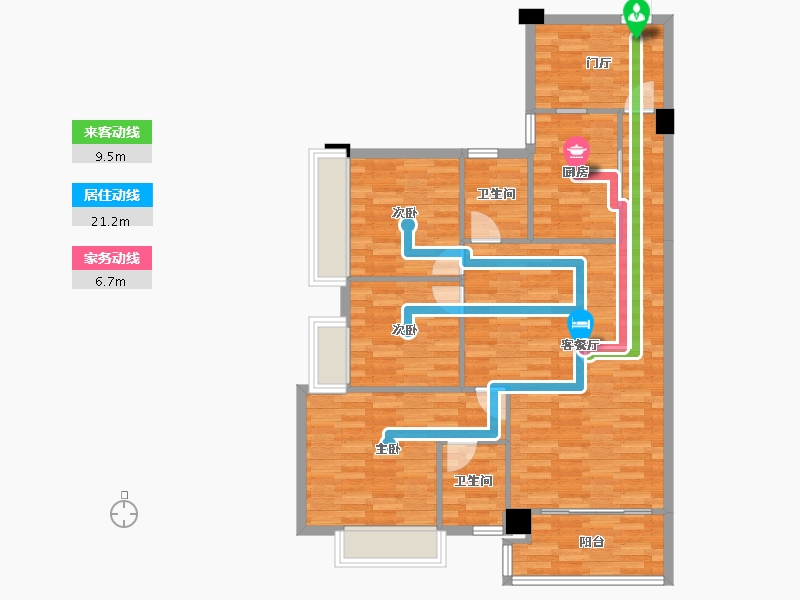 四川省-成都市-瑞居海布斯卡A3东户型113m²-96.51-户型库-动静线