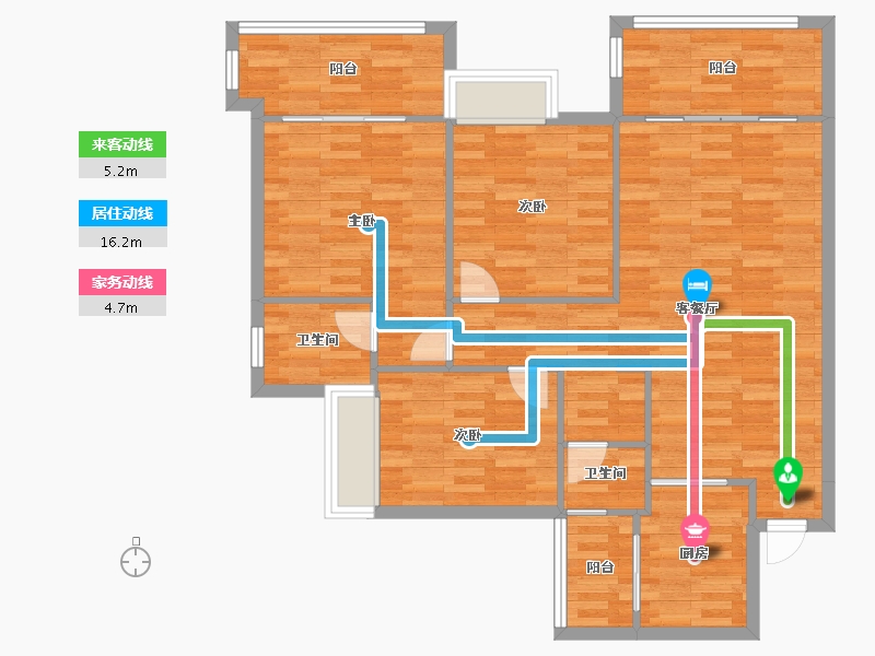 四川省-成都市-公园世家7号楼120m²-98.39-户型库-动静线