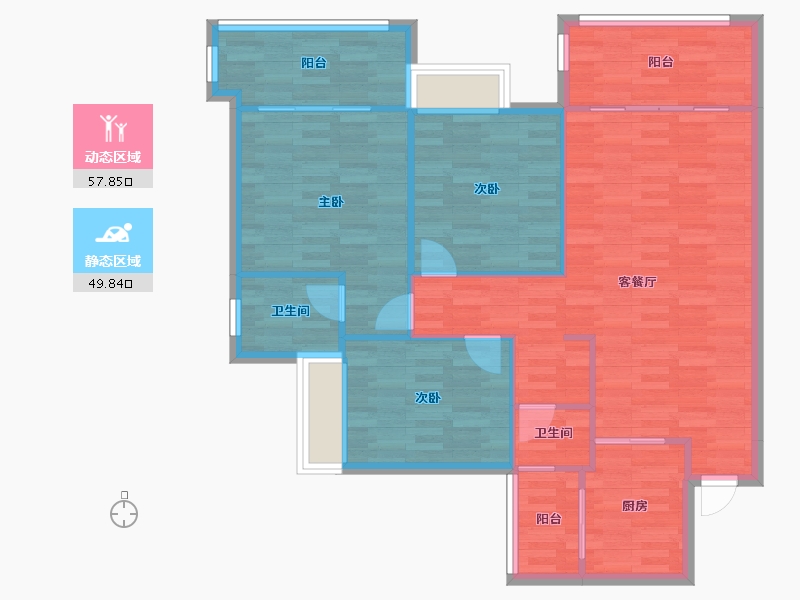 四川省-成都市-公园世家7号楼120m²-98.39-户型库-动静分区