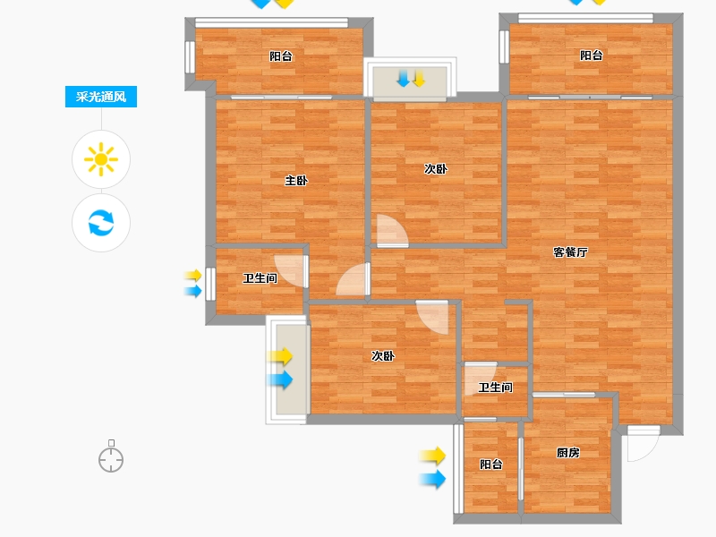 四川省-成都市-公园世家7号楼120m²-98.39-户型库-采光通风