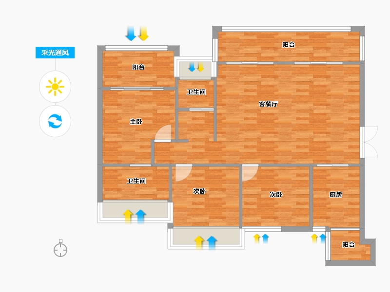 四川省-成都市-公园世家7号楼120m²-98.48-户型库-采光通风