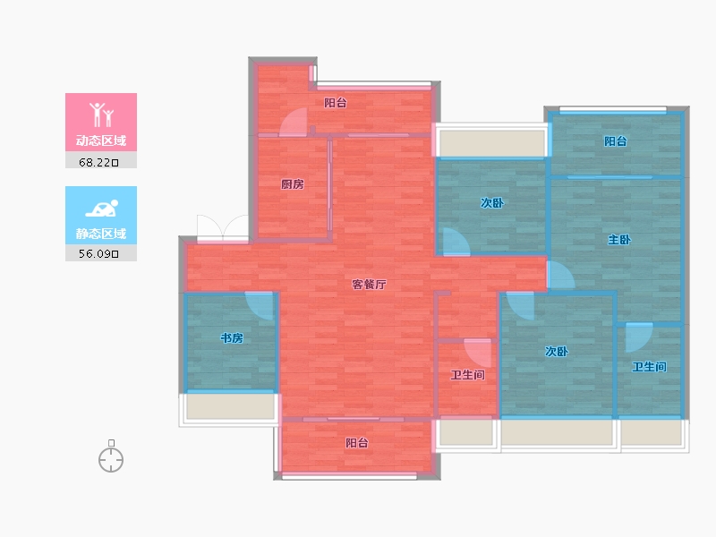 四川省-成都市-公园世家7号楼137m²-113.95-户型库-动静分区