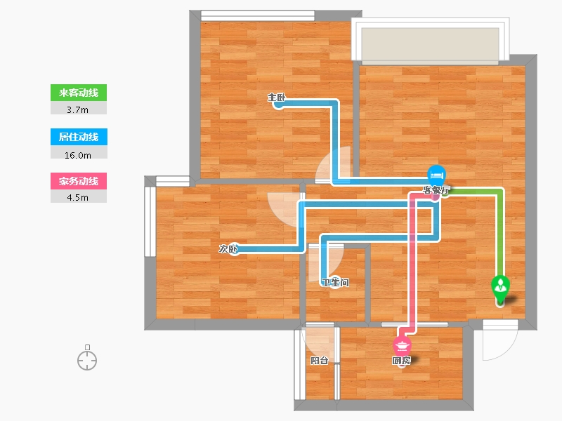 四川省-成都市-蝴蝶洲65户型65m²-52.49-户型库-动静线