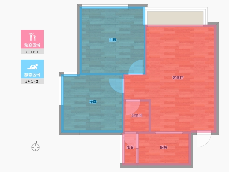 四川省-成都市-蝴蝶洲65户型65m²-52.49-户型库-动静分区