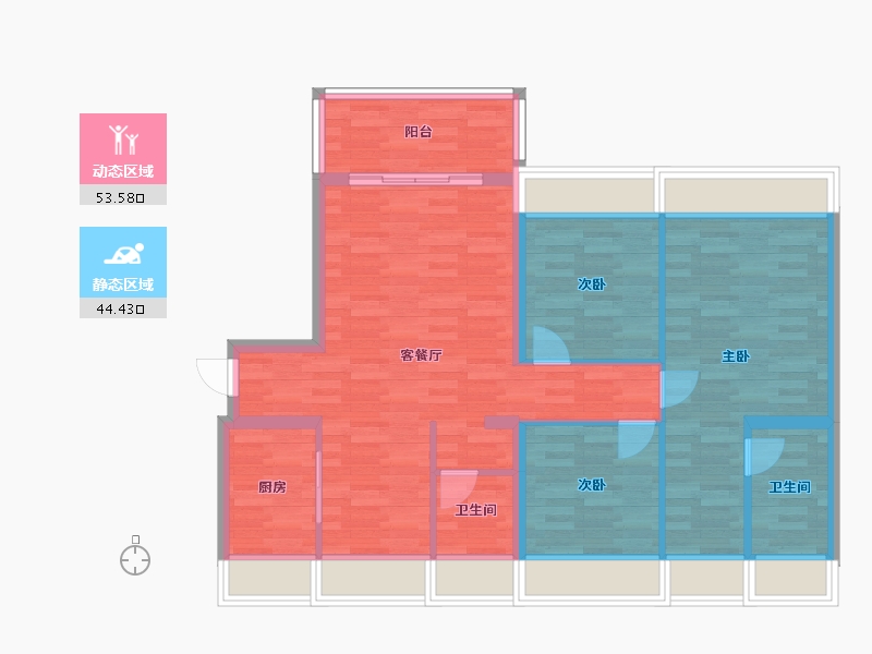 四川省-成都市-誉府仕家B1-1户型117m²-88.13-户型库-动静分区