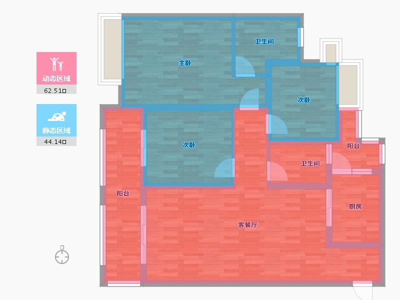 四川省-成都市-城投美庐5号楼118m²-94.52-户型库-动静分区