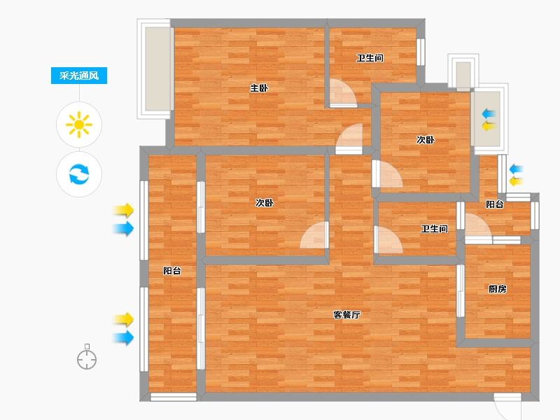 四川省-成都市-城投美庐5号楼118m²-94.52-户型库-采光通风