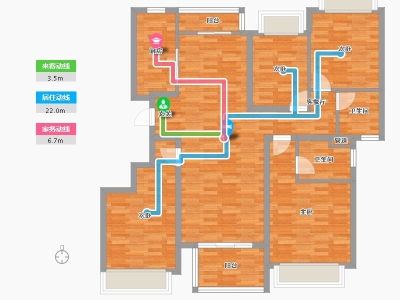 四川省-成都市-雅居乐星徽城19号楼133m²-105.22-户型库-动静线