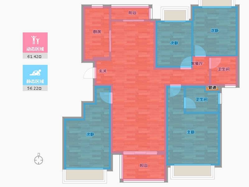 四川省-成都市-雅居乐星徽城19号楼133m²-105.22-户型库-动静分区