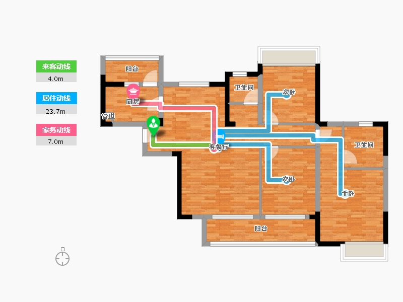 四川省-成都市-城投美庐3号楼124m²-100.01-户型库-动静线