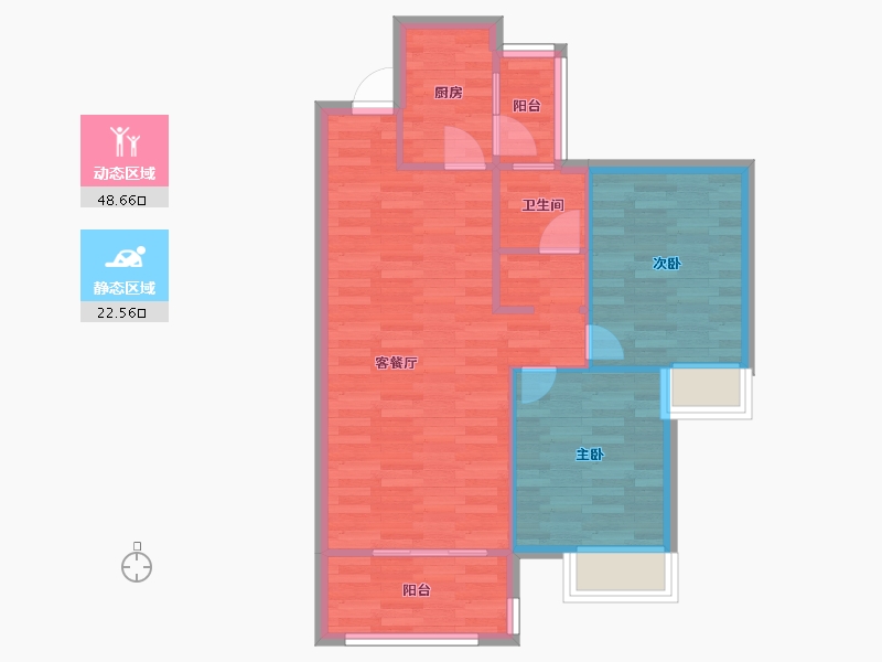 四川省-成都市-城投美庐3号楼80m²-64.49-户型库-动静分区