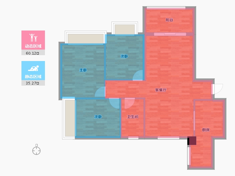 四川省-成都市-嘉和世纪城B-1户型106m²-86.35-户型库-动静分区