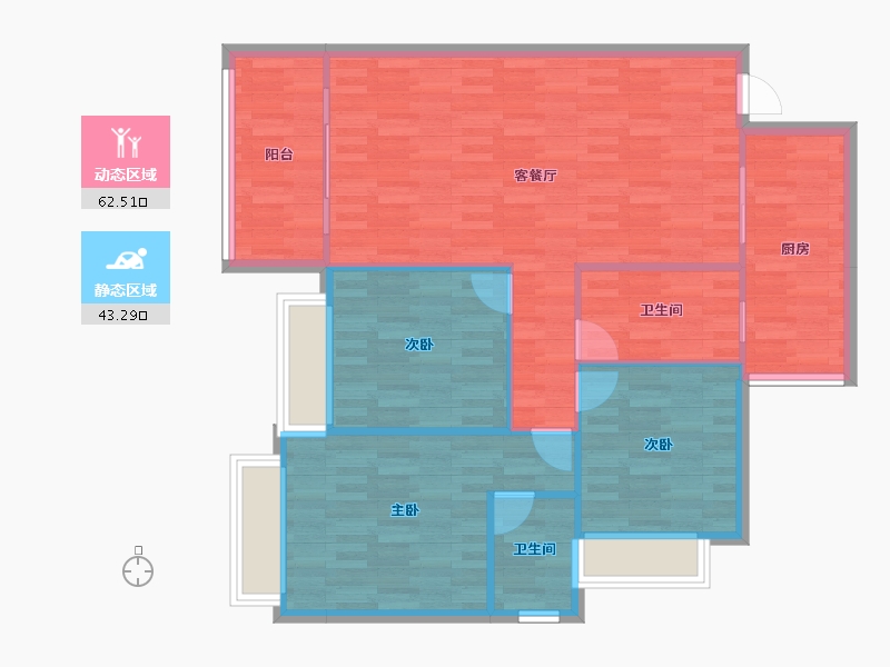 四川省-成都市-嘉和世纪城B-5户型117m²-97.11-户型库-动静分区