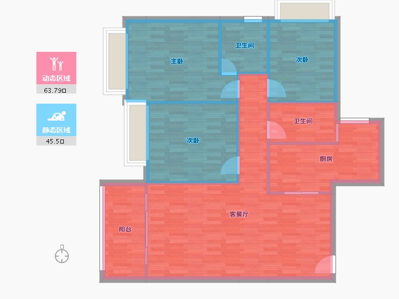 四川省-成都市-嘉和世纪城B-4户型121m²-100.27-户型库-动静分区