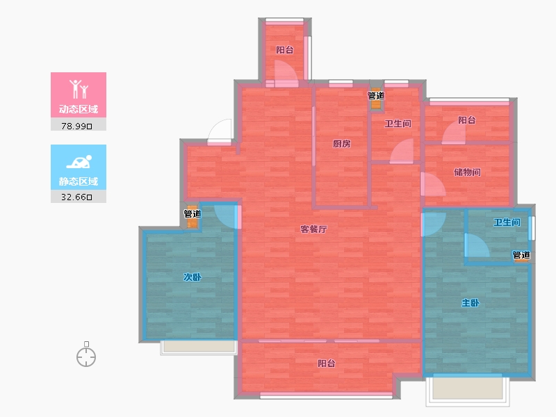 四川省-成都市-新城悦隽盛世5号楼,9号楼,7号楼125m²-102.23-户型库-动静分区