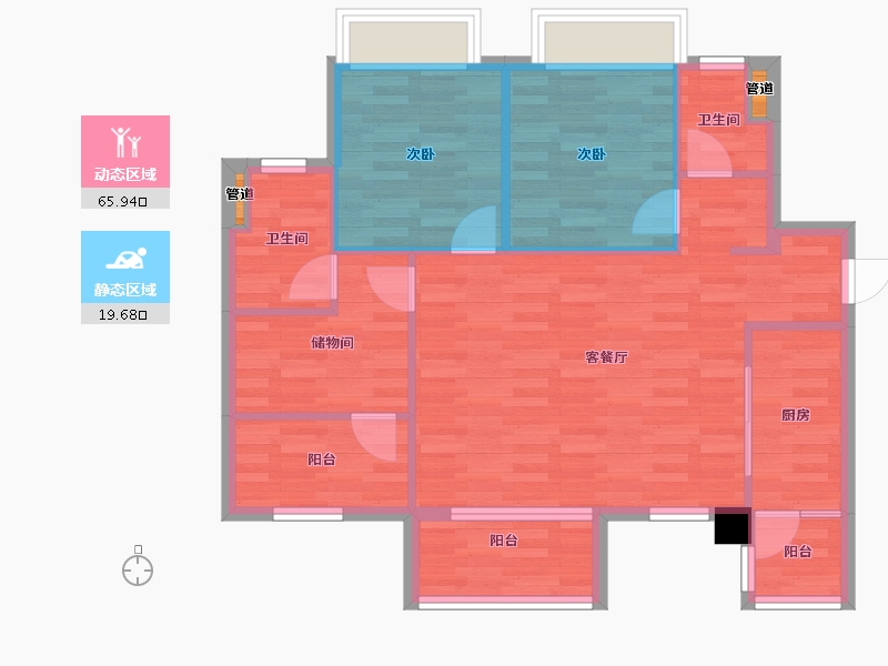 四川省-成都市-新城悦隽盛世1号楼,3号楼,2号楼104m²-77.99-户型库-动静分区