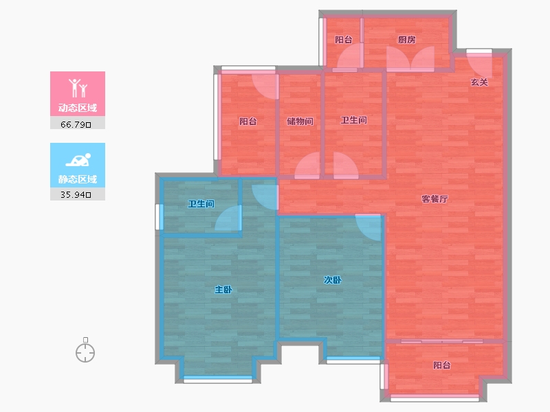 四川省-成都市-建工梧桐屿B户型117m²-93.60-户型库-动静分区