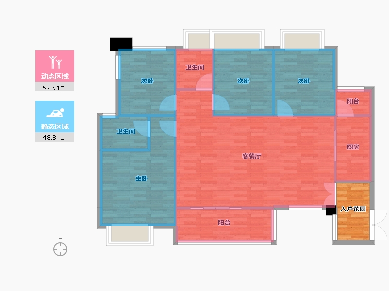 四川省-成都市-建工梧桐屿129㎡户型129㎡-102.50-户型库-动静分区