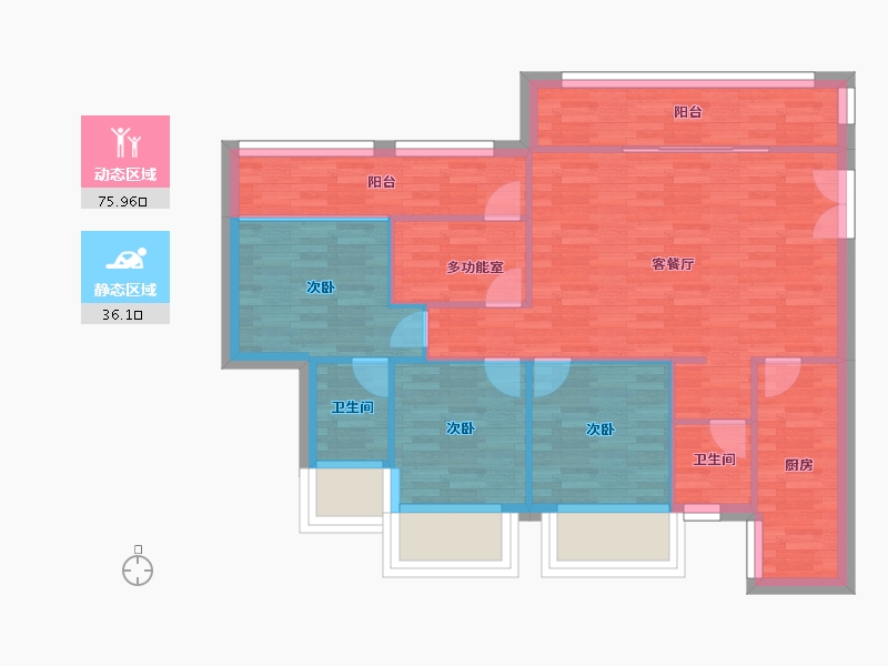 四川省-成都市-建工梧桐屿E户型130m²-99.97-户型库-动静分区