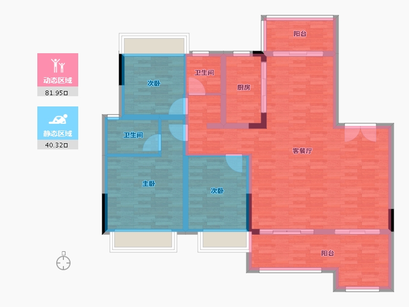 四川省-成都市-蓝光公园锦汇C3户型121m²-110.54-户型库-动静分区