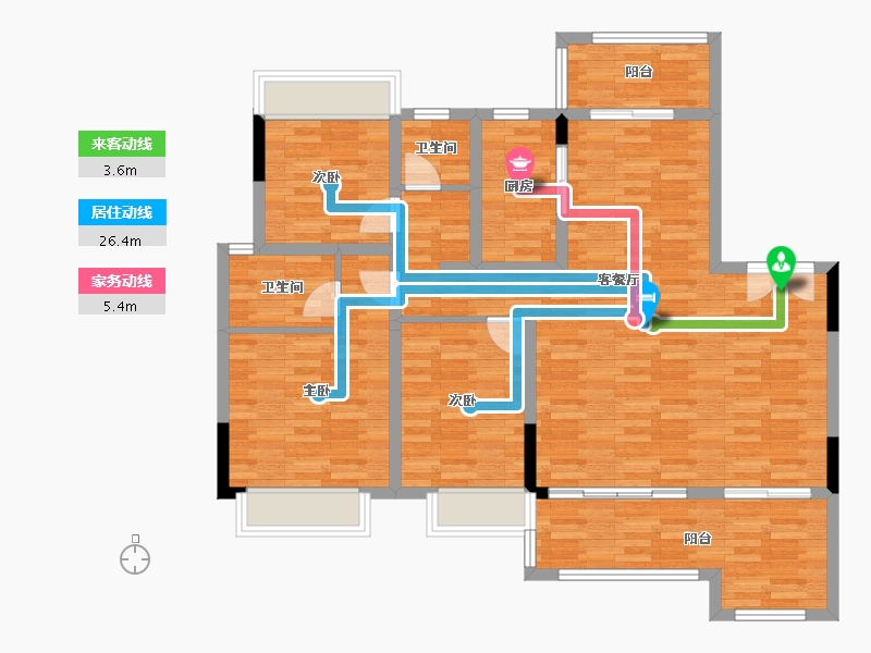 四川省-成都市-蓝光公园锦汇C2户型124m²-110.01-户型库-动静线