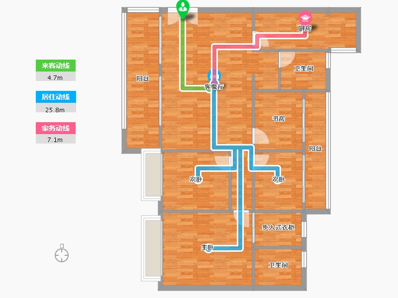 四川省-成都市-建工梧桐屿F户型143m²-115.59-户型库-动静线