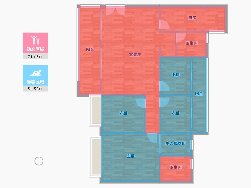 四川省-成都市-建工梧桐屿F户型143m²-115.59-户型库-动静分区