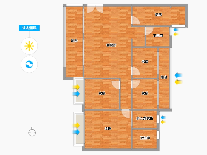 四川省-成都市-建工梧桐屿F户型143m²-115.59-户型库-采光通风