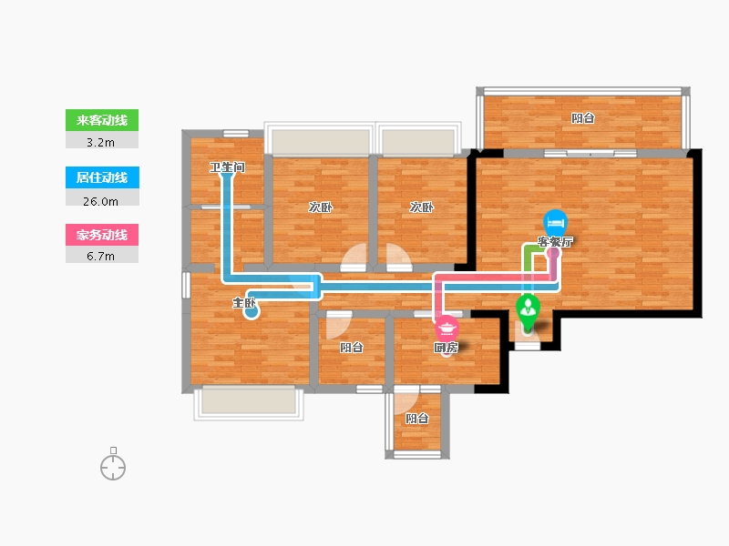 四川省-成都市-天誉1号楼138m²-103.83-户型库-动静线