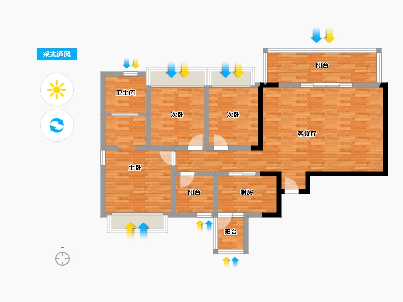 四川省-成都市-天誉1号楼138m²-103.83-户型库-采光通风