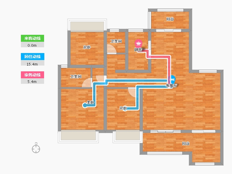 四川省-成都市-蓝光公园锦汇C1户型131m²-109.78-户型库-动静线