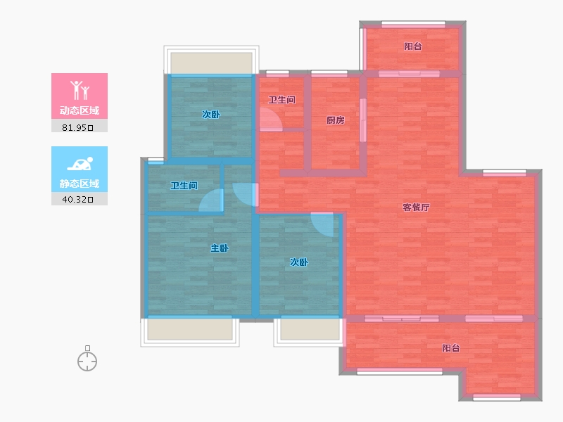 四川省-成都市-蓝光公园锦汇C1户型131m²-109.78-户型库-动静分区