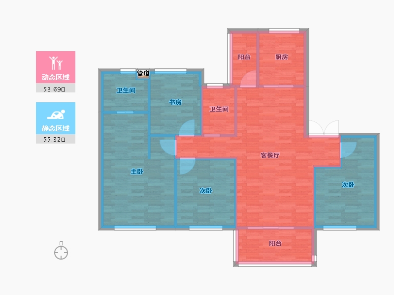 四川省-成都市-万科时代之光二期2号楼118m²-99.48-户型库-动静分区