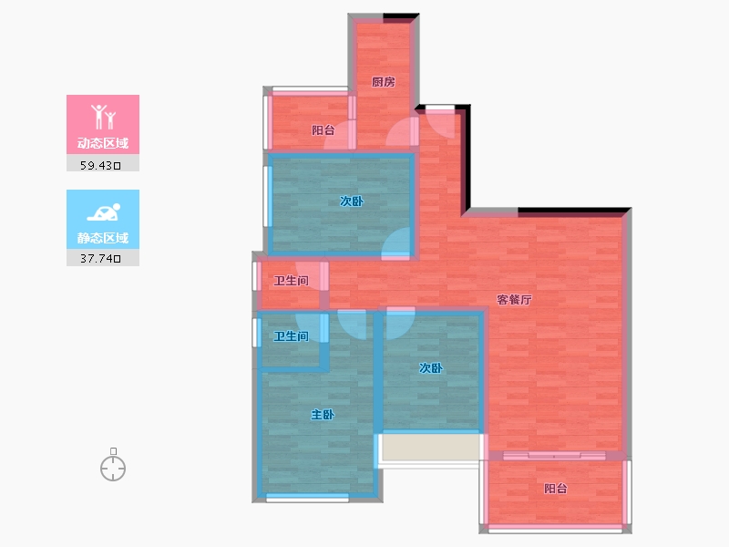 四川省-成都市-天誉1号楼109m²-85.67-户型库-动静分区