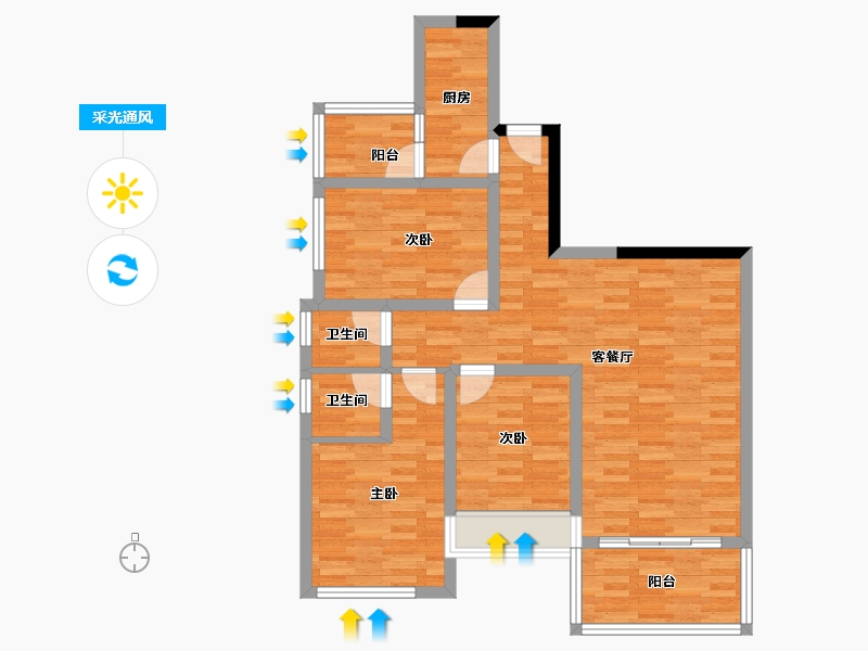 四川省-成都市-天誉1号楼109m²-85.67-户型库-采光通风