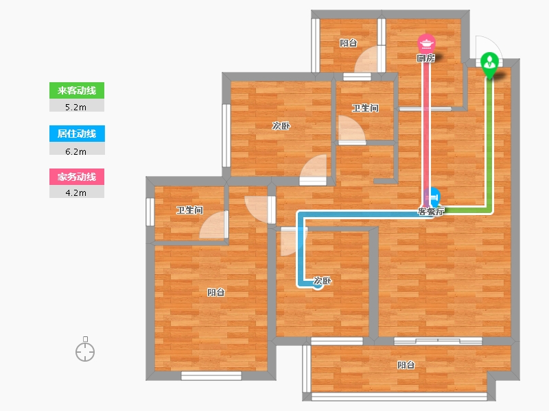 四川省-成都市-凤凰1号•栖云湖C2户型102m²-84.13-户型库-动静线