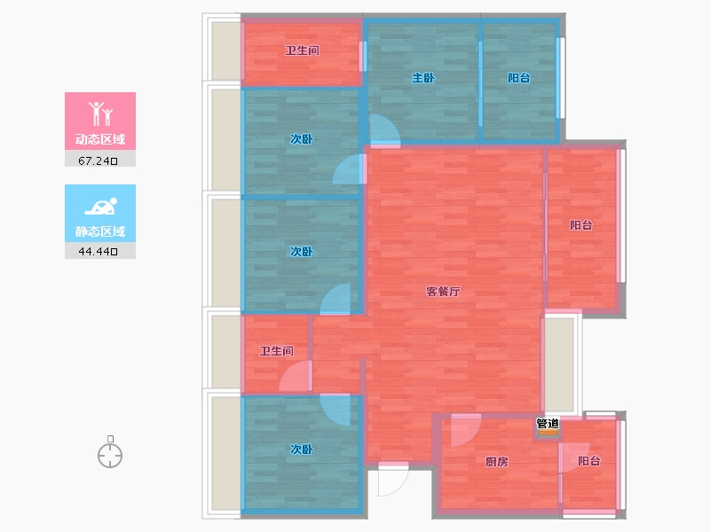 四川省-成都市-凤凰盛景1号楼125m²-100.80-户型库-动静分区