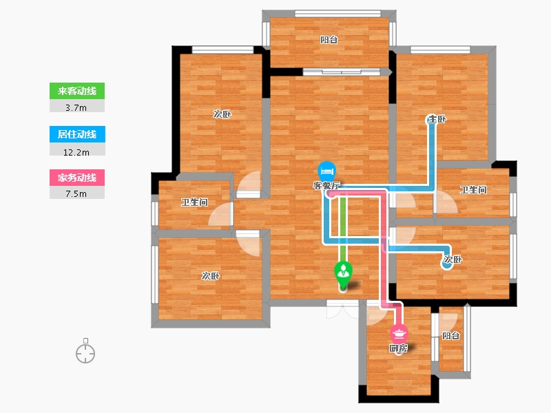 四川省-成都市-凤凰盛景3号楼,4号楼118m²-99.25-户型库-动静线