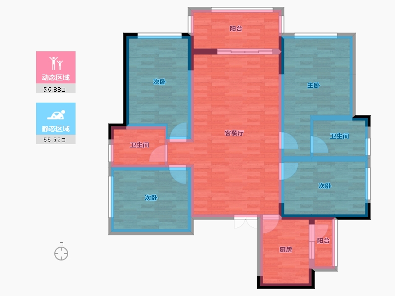 四川省-成都市-凤凰盛景3号楼,4号楼118m²-99.25-户型库-动静分区