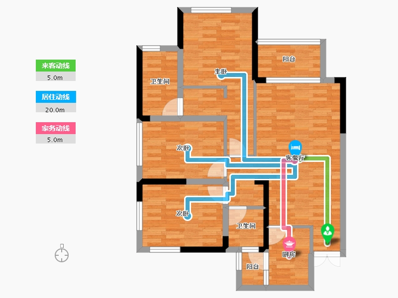 四川省-成都市-凤凰盛景3号楼,4号楼99m²-80.54-户型库-动静线